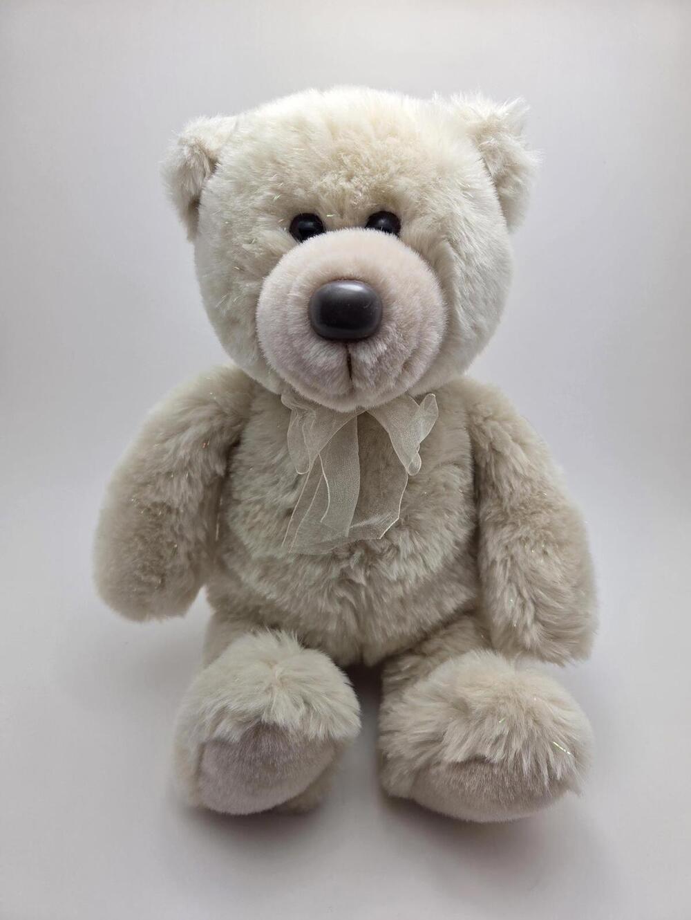 Gund Sparkly Cream Teddy Bear! Vintage Bear Plush (13 inch)